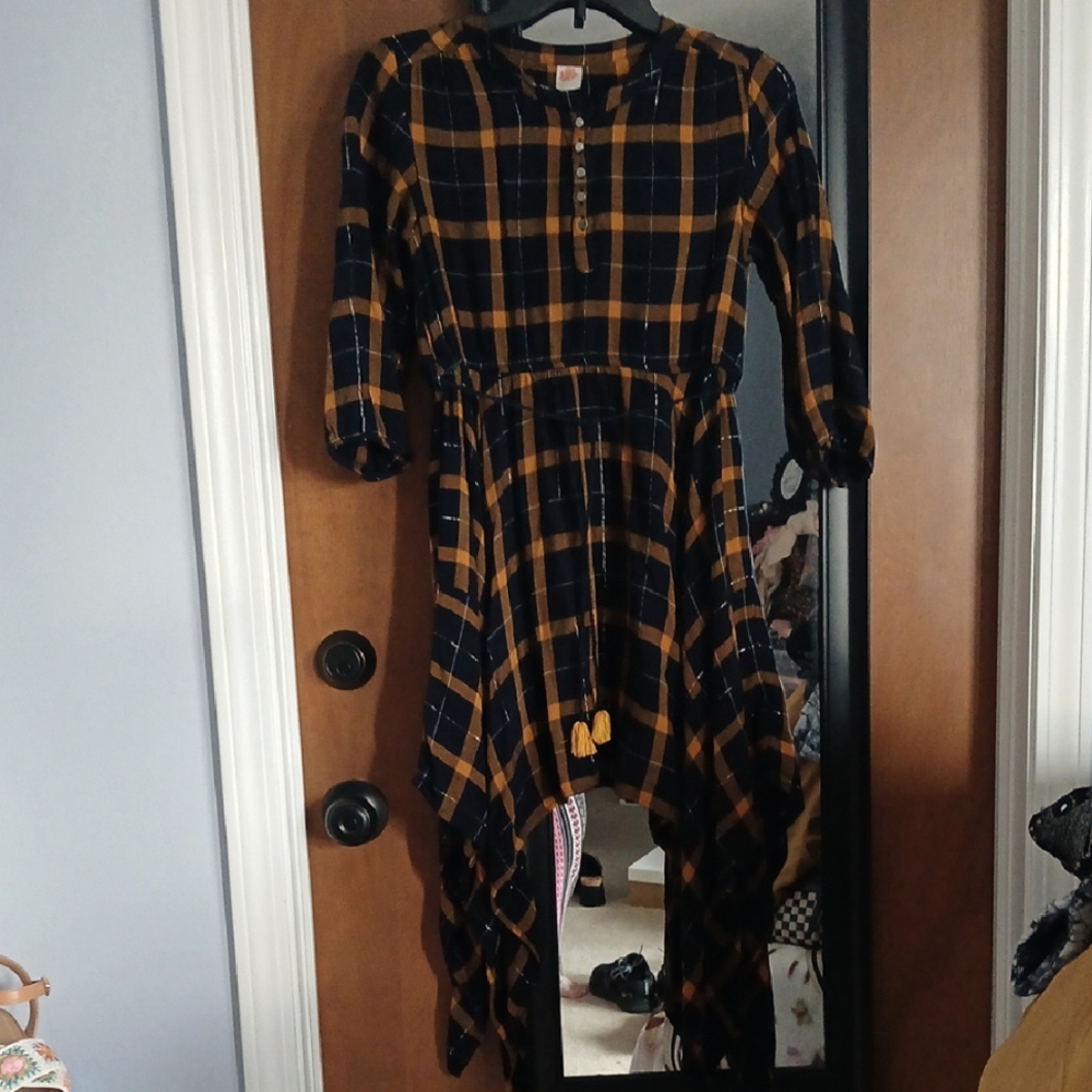 Grunge punk goth vintage tartan plaid hankerchief dress XS all saints